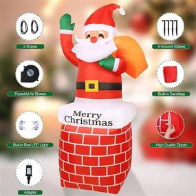 img 3 attached to 🎅 5 FT Outdoor Christmas Inflatable Santa Claus Decorations Yard, Xmas Blow up Santa Claus in Chimney with Built-in LED Lights and Gift Bag, Weatherproof Holiday Party Decor for Garden Lawn