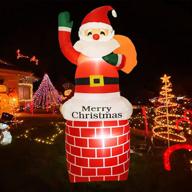 🎅 5 ft outdoor christmas inflatable santa claus decorations yard, xmas blow up santa claus in chimney with built-in led lights and gift bag, weatherproof holiday party decor for garden lawn logo