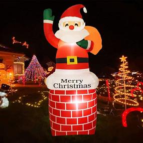 img 4 attached to 🎅 5 FT Outdoor Christmas Inflatable Santa Claus Decorations Yard, Xmas Blow up Santa Claus in Chimney with Built-in LED Lights and Gift Bag, Weatherproof Holiday Party Decor for Garden Lawn