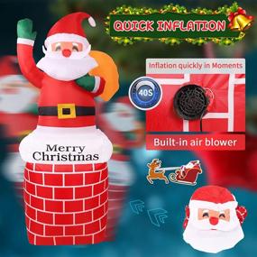 img 2 attached to 🎅 5 FT Outdoor Christmas Inflatable Santa Claus Decorations Yard, Xmas Blow up Santa Claus in Chimney with Built-in LED Lights and Gift Bag, Weatherproof Holiday Party Decor for Garden Lawn