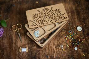 img 2 attached to 📦 Rectangle Wooden Storage Box with Sorting Tray and Magnetic Lid, Bead Organizer, Needlework Storage Container, Diamond Painting Work in Progress Tool - Simple Flower Design (Dimensions: 6.5x3.54x1.37 in.)