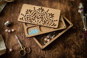 img 3 attached to 📦 Rectangle Wooden Storage Box with Sorting Tray and Magnetic Lid, Bead Organizer, Needlework Storage Container, Diamond Painting Work in Progress Tool - Simple Flower Design (Dimensions: 6.5x3.54x1.37 in.)