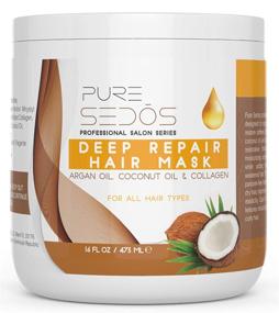 img 4 attached to 💇 Deep Conditioning Hair Treatment - 100% Organic Argan Oil Hair Mask (16 Oz) with Coconut Oil and Collagen - Repair Dry, Damaged, Frizzy, Color Treated or Natural Hair After Shampoo