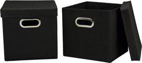 img 3 attached to 🏠 Organize Your Home with Household Essentials 34-1 Decorative Storage Cube Set - 2-Pack in Black!