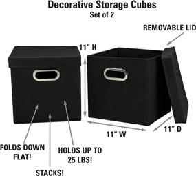 img 1 attached to 🏠 Organize Your Home with Household Essentials 34-1 Decorative Storage Cube Set - 2-Pack in Black!