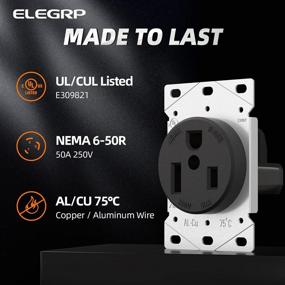 img 2 attached to ELEGRP 50 Amps 250V Flush Mounting Power Outlet: NEMA 6-50R Receptacle, Straight Blade Welder Outlet, Heavy Duty, Grounding, UL Listed (1 Pack)
