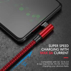 img 3 attached to 🔌 3 Pack 6.6FT USB Type C Cable - Fast Charging Galaxy S10 S20 Charger - Sync & Transfer Data - 90 Degree Nylon Braided - Samsung Galaxy Note 20 S10 S9 Note 9, Pixel 2 3 XL (Red)