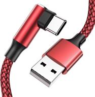 🔌 3 pack 6.6ft usb type c cable - fast charging galaxy s10 s20 charger - sync & transfer data - 90 degree nylon braided - samsung galaxy note 20 s10 s9 note 9, pixel 2 3 xl (red) logo