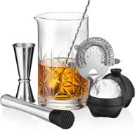 7-piece bartender kit - mixing glass set with crystal stirring glass (24oz), japanese jigger, spoon, muddler, and strainer - mixology & craft cocktail essentials - premium bar accessories and tools logo