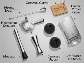 img 3 attached to 7-Piece Bartender Kit - Mixing Glass Set with Crystal Stirring Glass (24oz), Japanese Jigger, Spoon, Muddler, and Strainer - Mixology & Craft Cocktail Essentials - Premium Bar Accessories and Tools