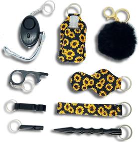 img 3 attached to 🌼 Ultimate Self Defense Keychain for Women: Safe Sound Personal Alarm + Anti-Wolf Defense - 1 Pack with 10 Black Sunflower Items