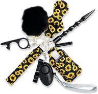 🌼 ultimate self defense keychain for women: safe sound personal alarm + anti-wolf defense - 1 pack with 10 black sunflower items logo