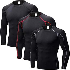 img 1 attached to 👕 3-Pack Men's Cooling Shirts - Long Sleeve Athletic Tees with Sun Protection