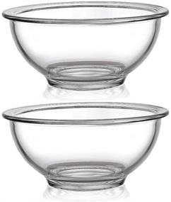 img 4 attached to 🍲 Bovado 1 Quart Glass Bowl Set for Storage, Mixing, and Serving (2 Pack) - Clear, Safe for Dishwasher, Freezer, and Oven, Easy-Clean (1 Quart - 2 Pack)