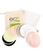 🌿 washable reusable bamboo nursing pads - round & contoured, organic bamboo breastfeeding pads - medium size (10cm), 14 pack with 2 bonus pouches & free e-book - perfect baby shower gift for enhanced comfort and environmental consciousness logo