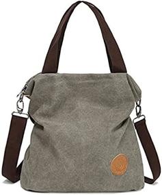 img 2 attached to Myhozee Canvas Tote Bag Crossbody Purses for Women - Satchel Shoulder Handbags