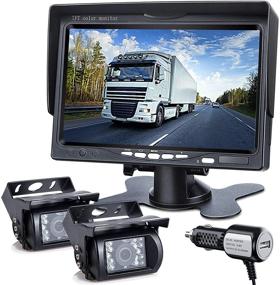 img 4 attached to 📸 Enhanced Dual Backup Camera Monitor Kit, 7-inch LCD-HD, IP69 Waterproof - Perfect for Trucks, Trailers, RVs, and More - HD Transmission - DVKNM TZ102
