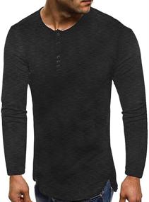 img 2 attached to JXEWW Long Sleeve Henley Blouse Buttons Men's Clothing for Shirts