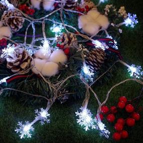 img 2 attached to BDyBoHF Snowflake String Lights, Christmas Lights 10FT 20LED Fairy Lights (Battery ❄️ Powered) for Xmas Indoor Outdoor Snow Theme Home Garden Party Hanging Decorations (Cold White)