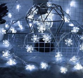 img 4 attached to BDyBoHF Snowflake String Lights, Christmas Lights 10FT 20LED Fairy Lights (Battery ❄️ Powered) for Xmas Indoor Outdoor Snow Theme Home Garden Party Hanging Decorations (Cold White)