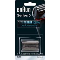 🔪 braun series 5 shavers replacement foil and trimmer head cassette featuring highly effective middle trimmer and precision-engineered crosshair foil, in a sleek silver finish logo