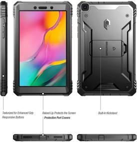 img 2 attached to 📱 Galaxy Tab A 8.0 2019 Rugged Case with Kickstand - Poetic Full Body Shockproof Cover, Black