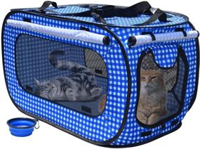 img 4 attached to 🐱 Portable Cat Cage Kennels for Outdoor Travel - Pop Up, Travel-Friendly Cat Condo & Bed Collection for Medium to Large Cats