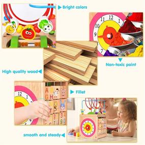 img 1 attached to 🧩 BATTOP Deluxe Multi-Function Wooden Bead Maze Activity Cube: Educational Learning Toy for Baby Toddlers and Kids