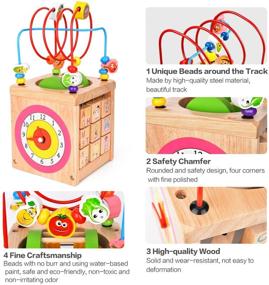 img 2 attached to 🧩 BATTOP Deluxe Multi-Function Wooden Bead Maze Activity Cube: Educational Learning Toy for Baby Toddlers and Kids