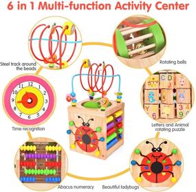 img 3 attached to 🧩 BATTOP Deluxe Multi-Function Wooden Bead Maze Activity Cube: Educational Learning Toy for Baby Toddlers and Kids