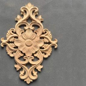 img 2 attached to 🌸 Healifty Unpainted Wooden Carved Onlay Applique Flower Onlay for Wood Door, Cabinet, Cupboard, and Furniture Decoration - M Size