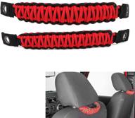 🚗 enhance safety with 2pcs/set jeep wrangler jk tj grab handles - black/red rear seat safety grab padded roll bars logo