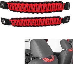 img 4 attached to 🚗 Enhance Safety with 2pcs/Set Jeep Wrangler JK TJ Grab Handles - Black/RED Rear Seat Safety Grab Padded Roll Bars