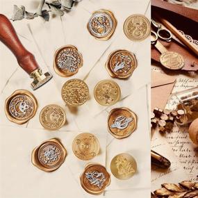 img 1 attached to 🌌 Starry Sky Series Wax Seal Stamp Set: Vintage Initial Sealing Wax Stamp Kit with 6 Brass Heads and Wooden Handle (6pcs)