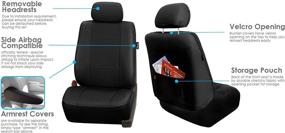 img 2 attached to 🎁 FH Group PU007102 Deluxe Leatherette Front Set Seat Covers - Airbag Compatible, Black Color - Perfect Fit for Most Car, Truck, SUV, or Van - Includes Gift
