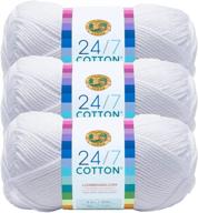 🧶 lion brand yarn 761-100 24/7 cotton yarn, white - pack of 3 logo