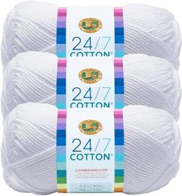 img 2 attached to 🧶 Пряжа Lion Brand Yarn 761-100 24/7 хлопковая пряжа, белая - упаковка из 3