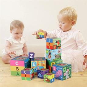 img 1 attached to 🧩 Steventoys Alphabet Blocks: Nesting & Stacking Cubes for Toddlers - Animal Cardboard Stacking Blocks for Baby – Montessori Learning Toys for Kids