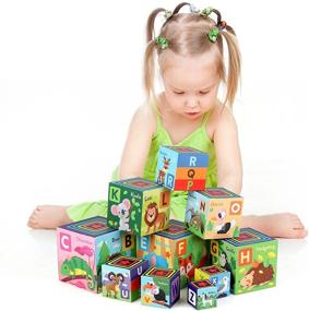 img 4 attached to 🧩 Steventoys Alphabet Blocks: Nesting & Stacking Cubes for Toddlers - Animal Cardboard Stacking Blocks for Baby – Montessori Learning Toys for Kids