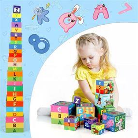 img 2 attached to 🧩 Steventoys Alphabet Blocks: Nesting & Stacking Cubes for Toddlers - Animal Cardboard Stacking Blocks for Baby – Montessori Learning Toys for Kids