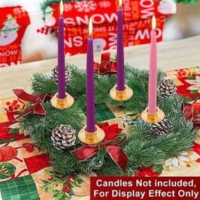 img 3 attached to Enhance Your Xmas Décor with TURNMEON 16 Inch Christmas 🎄 Advent Wreath: Realistic Snowy Branches, Candles Holder, Red Bows, & More!