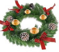 enhance your xmas décor with turnmeon 16 inch christmas 🎄 advent wreath: realistic snowy branches, candles holder, red bows, & more! logo