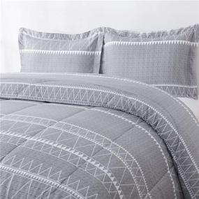 img 3 attached to 🛏️ Striped Grey Queen Comforter Set - Ultra Soft 3 Piece All Season Comforters Queen Size, 100% Microfiber Polyester - Including 2 Pillow Shams - Shatex Home Bedding
