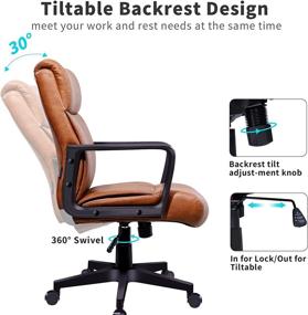 img 1 attached to 🪑 Artswish Big Leather Ergonomic Executive Office Chair with Armrests, Comfortable Backrest, and Adjustable Heavy Duty Design - Brown Computer Managerial Chair