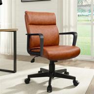 🪑 artswish big leather ergonomic executive office chair with armrests, comfortable backrest, and adjustable heavy duty design - brown computer managerial chair logo