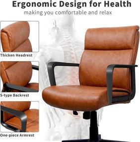 img 2 attached to 🪑 Artswish Big Leather Ergonomic Executive Office Chair with Armrests, Comfortable Backrest, and Adjustable Heavy Duty Design - Brown Computer Managerial Chair