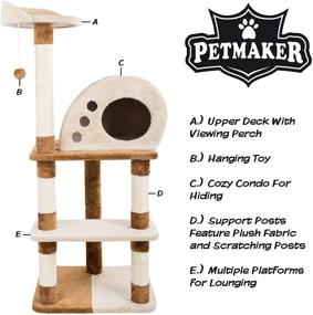 img 2 attached to 🐱 PETMAKER 4 Tier Cat Tree: Plush Multi-Level Tower with Scratching Posts, Cat Condo, and Hanging Toy