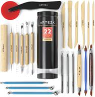 arteza pottery tools & clay sculpting tools: 22-piece set in pet storage tube for clay, pottery, ceramics artwork & holiday crafts logo