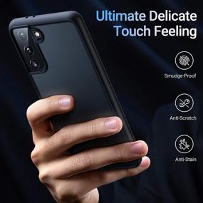 img 1 attached to 📱 TORRAS Galaxy S21+ Plus Case 6.7" [6FT Military Drop Protection] [Semi-Clear] Frost Black Matte Hard Back & Soft Edge Slim Case 5G Guardian Series