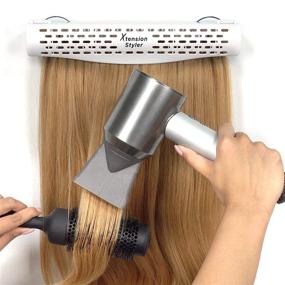 img 2 attached to 💇 Hair Extension Holder and Hanger - White Professional Hair Styling Tool for Washing, Coloring, and Blow-Drying Weft, Clip-In, Tape-In, and Halo Extensions